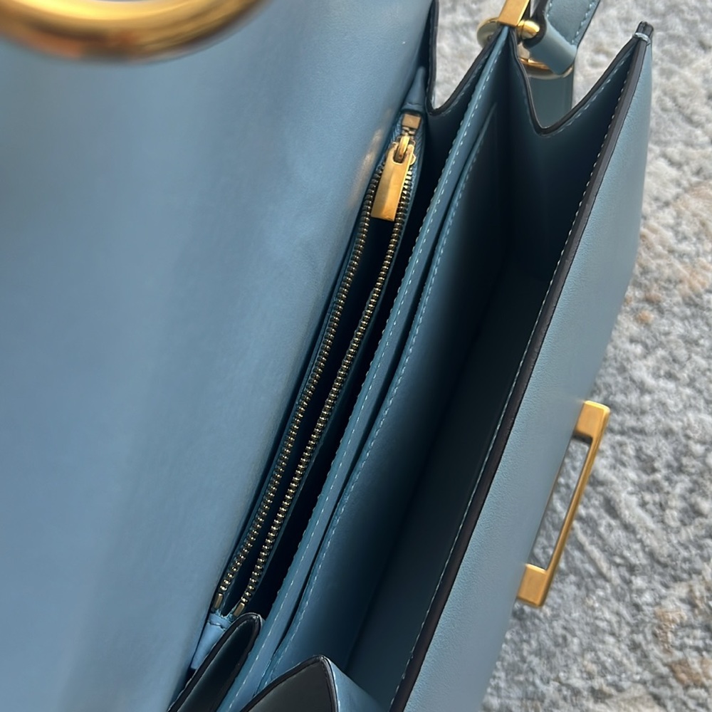 Salvatore Ferragamo Joanne Light Blue Leather Crossbody with Gold Hardware - Picture 8 of 14